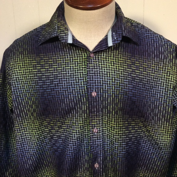 Luchiano Visconti Mens geometric long sleeve shirt size XL - Picture 2 of 10